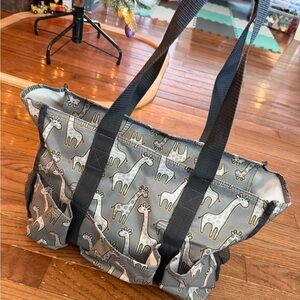 Thirty-One Gray Giraffe Print Tote Bag